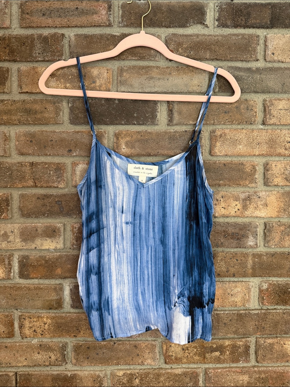 cloth & stone Blue Striped Silk-Feel Cami